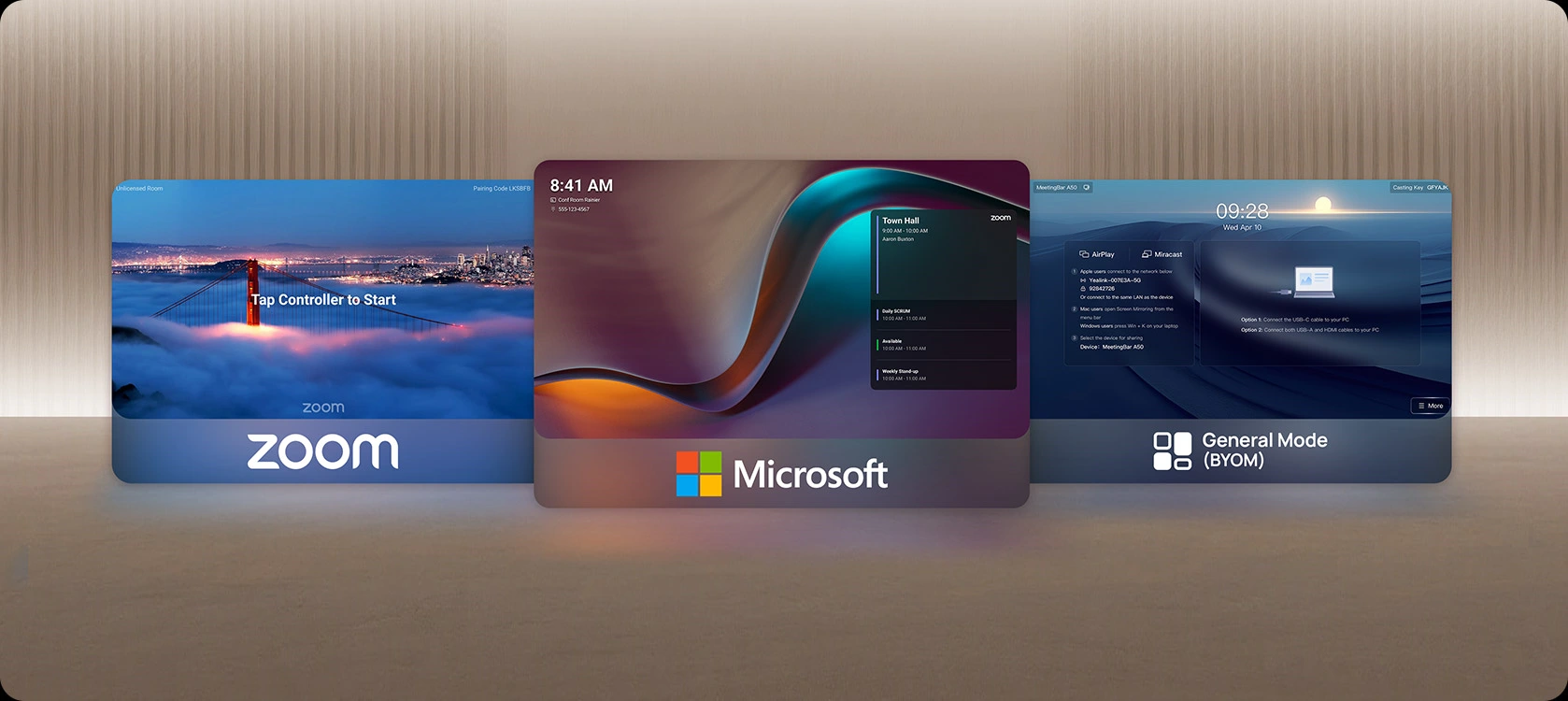Compatible with Microsoft Teams Rooms, Zoom Rooms, and BYOD